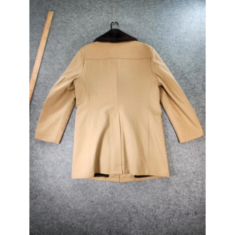 Vintage Studio One By Campus Overcoat 42 Faux Fur Beige‎ Long Sleeve Button 70s